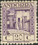 * 16/20d 1931. Andorra. 5 Cts Lila, 10 Cts Verde, 15 Cts Azul Gris (adelgazado), 20 Cts Lila Y 25 Cts Rosa (adelgazado). - Sonstige & Ohne Zuordnung