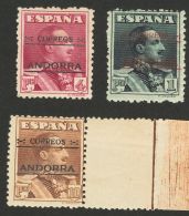 ** 10N, 11/12N, 14N 1928. Andorra. 1 Pts Pizarra, 4 Pts Carmín Violeta, 10 Pts Castaño Y 20 Cts Rojo Vivo. - Sonstige & Ohne Zuordnung