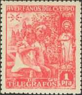 ** 20 1938. Telégrafos. Beneficencia. 1 Pts Rosa. Valor Clave. MAGNIFICO. (Edifil 2017: 325€) - Liefdadigheid