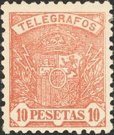 * 61d, 62d 1921. España. Telégrafos. 4 Pts Azul Y 10 Pts Castaño (valores Clave). DENTADO 11&frac12 - Télégraphe