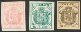 */(*) 1/4 1864. España. Telégrafos. Serie Completa. MAGNIFICA. (Edifil 2017: 1115€) - Télégraphe