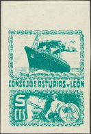 (*) 5P(3) 1937. Asturias Y León. 5 Cts Violeta, 5 Cts Castaño Y 5 Cts Verde Azul. ENSAYOS DE COLOR (sin De - Asturië & Leon
