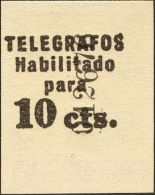 (*) 9hrs 1936. Barcelona. Telégrafos. 10 Cts Castaño. SOBRECARGA AL DORSO Y SIN DENTAR. MAGNIFICO. (Edifil - Barcelona
