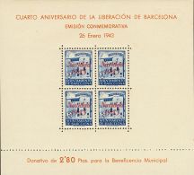 ** 53/54 1943. Barcelona. Hojas Bloque. MAGNIFICAS. (Edifil 2017: 96€) - Barcelona