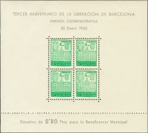 ** 38/39 1942. Barcelona. Hojas Bloques. MAGNIFICAS. (Edifil 2017: 86€) - Barcelona