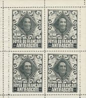 **/*  1937. Viñetas Políticas. Serie Completa, En Bloques De Cuatro. FOYER DU FRANCAIS ANTIFASCISTE, Inclu - Vignetten Van De Burgeroorlog