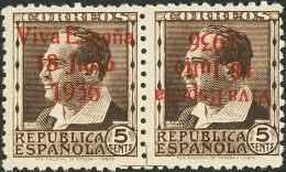 * 40hi 1937. Emisiones Locales Patrióticas. Santa Cruz De Tenerife. 5 Cts Castaño, Pareja, Un Sello Con La - Emissions Nationalistes