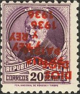 ** 45hhii 1936. Emisiones Locales Patrióticas. San Sebastián. 20 Cts Violeta. SOBRECARGA INVERTIDA Y DOBLE - Nationalistische Uitgaves