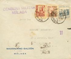 Sobre 41 1937. Emisiones Locales Patrióticas. Málaga. 25 Cts, 5 Cts Emisión Local Patriótica - Nationalistische Uitgaves