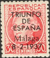 * 54/59 1938. Emisiones Locales Patrióticas. Málaga. Serie Completa. MAGNIFICA. (Edifil 2011: 53€) - Nationalistische Uitgaves