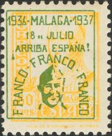 * 41/47 1937. Emisiones Locales Patrióticas. Málaga. Serie Completa, A Falta Del 60 Cts Amarillo Con La So - Nationalistische Uitgaves