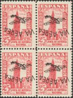 Sobre 4/7hi(4) 1937. Emisiones Locales Patrióticas. Ifni. Serie Completa, Cuatro Valores, Bloque De Cuatro. MAGNI - Nationalistische Uitgaves