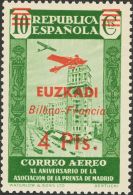 ** 1/5 1939. Emisiones Locales Patrióticas. Euskadi. Serie Completa. MAGNIFICA. - Nationalistische Ausgaben