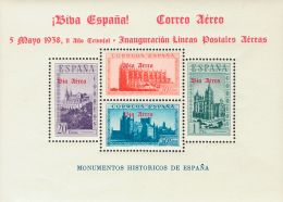 ** 97 1938. Emisiones Locales Patrióticas. Burgos. Hoja Bloque. MAGNIFICA. (Edifil 2017: 110€) - Nationalistische Uitgaves