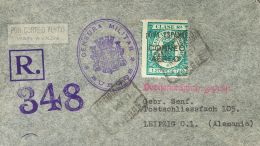 Sobre 63 1937. Emisiones Locales Patrióticas. Burgos. 1´20 Pts Verde. Certificado De BURGOS A LEIPZIG (ALEM - Nationalist Issues