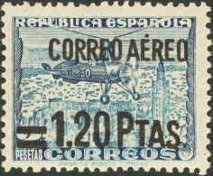 * 22 1939. Emisiones Locales Patrióticas. Barcelona. 1´20 Pts Sobre 2 Pts Azul. MAGNIFICO Y RARO. - Emissions Nationalistes