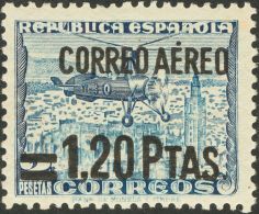 * 22 1939. Emisiones Locales Patrióticas. Barcelona. 1´20 Pts Sobre 2 Pts Azul. MAGNIFICO Y RARO. - Nationalistische Ausgaben