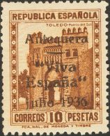 * 1/18 1936. Emisiones Locales Patrióticas. Antequera. Serie Completa (manchitas Del Tiempo, Sin Importancia). BO - Nationalistische Uitgaves