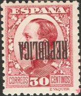* 5/13hi 1931. Emisiones Locales Republicanas. Barcelona. Serie Completa, Cinco Valores. SOBRECARGA INVERTIDA. MAGNIFICA - Republican Issues