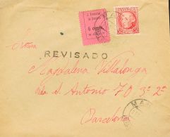 Sobre 687 1936. Guerra Civil. Locales. 30 Cts Carmín Y 5 Cts Rosa (Tipo I) Local De JUNTA PROVINCIAL DE SOCORROS - Vignetten Van De Burgeroorlog