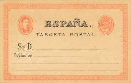 (*) NE2 1875. España. Entero Postal. 5 Cts Naranja Y Negro Sobre Tarjeta Entero Postal NO EMITIDA. MAGNIFICA. (Ed - Autres & Non Classés