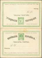 (*) EP2 1873. España. Entero Postal. 5 Cts + 5 Cts Verde (Tipo I) Sobre Tarjeta Entero Postal De Ida Y Vuelta. MA - Autres & Non Classés