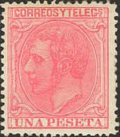 * 207 1879. España. 1 Pts Rosa. Excepcional Color Y Centraje. PIEZA DE LUJO. (Edifil 2017: 188€) - Other & Unclassified