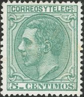 * 201 1879. España. 5 Cts Verde. Excelente Centraje Y Color. PIEZA DE LUJO. - Other & Unclassified