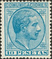 (*) 199 1878. España. 10 Pts Azul. Color Muy Nítido Y Muy Bien Centrado. PIEZA DE LUJO. Cert. CEM. (Edifil - Other & Unclassified