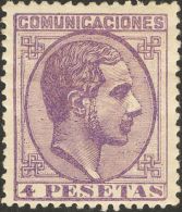 * 198 1878. España. 4 Pts Violeta. Color Intenso Y Muy Bien Centrado. MAGNIFICO. (Edifil 2017: 305€) - Other & Unclassified