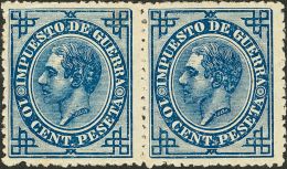 * 184(2) 1876. España. 10 Cts Azul, Pareja. MAGNIFICA. - Autres & Non Classés