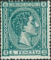* 170 1875. España. 4 Pts Verde. Color Intenso. MAGNIFICO. (Edifil 2017: 735€) - Other & Unclassified