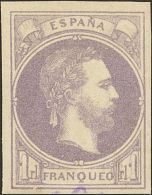 (*) 158 1874. España. 1 Real Violeta (manchita De Tinta En El Margen Inferior). BONITO. (Edifil 2017: 415€) - Carlistes
