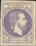 (*) 158 1874. España. 1 Real Violeta. MAGNIFICO. (Edifil 2017: 415€) - Carlists
