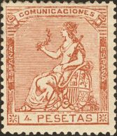 * 139 1873. España. 4 Pts Castaño. Excelente Centraje Y Color Intenso. MAGNIFICO. (Edifil 2017: 990€) - Andere & Zonder Classificatie