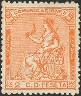 (*) 131 1873. España. 2 Cts Naranja. BONITO. - Andere & Zonder Classificatie