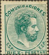 (*) 129 1872. España. 10 Pts Verde (algún Diente Retocado). Centraje Habitual. BONITO. (Edifil 2017: 3125& - Andere & Zonder Classificatie