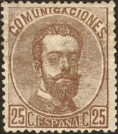 * 125 1872. España. 25 Cts Castaño. Color Y Centraje Excepcionales. PIEZA DE LUJO. - Andere & Zonder Classificatie