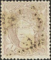 º 111 1870. España. 1600 Mils Violeta. Excepcional Centraje Y Color. PIEZA DE LUJO. Cert. EXFIMA. (Edifil 20 - Otros & Sin Clasificación