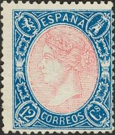 (*) 76 1865. España. 12 Cuartos Azul Y Rosa. Centraje Muy Aceptable Para Esa Emisión. MAGNIFICO. Cert. CEM - Other & Unclassified