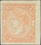 * 73A 1865. España. 2 Reales Salmón, Esquina De Pliego. MAGNIFICO. Cert. EXFIMA. (Edifil 2017: 660€) - Other & Unclassified