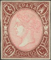 (*) 71 1865. España. 19 Cuartos Castaño Y Rosa. Leve Adelgazamiento En El Margen Sin Afectar Al Sello. BON - Other & Unclassified