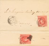 Sobre 64(2) 1864. España. 4 Cuartos Rojo, Dos Sellos (uno Utilizado Como Cierre Al Dorso). LOS SANTOS DE MAIMONA - Sonstige & Ohne Zuordnung