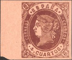 ** 58 1862. España. 4 Cuartos Castaño, Borde De Hoja. PIEZA DE LUJO. - Andere & Zonder Classificatie