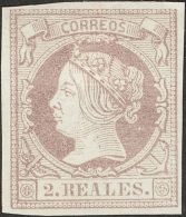 * 56 1860. España. 2 Reales Violeta Claro. MAGNIFICO. Cert. COMEX. (Edifil 2017: 510€) - Andere & Zonder Classificatie