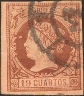 º 54 1860. España. 19 Cuartos Castaño. MAGNIFICO. Cert. CEM. (Edifil 2017: 2065€) - Sonstige & Ohne Zuordnung