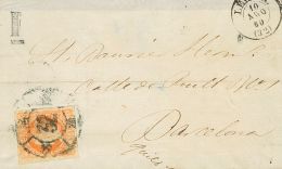 Sobre 52F 1860. España. Falso Postal. 4 Cuartos Naranja FALSO POSTAL TIPO VII (conocido Como El "falso De L&eacut - Andere & Zonder Classificatie