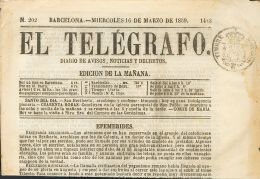 Sobre P1 1859. España. Sello De Periódicos TIMBRE / 30 RS. ARROBA / MADRID, Sobre Periódico (comple - Other & Unclassified