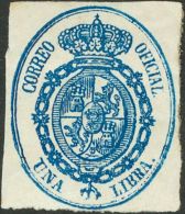 (*) 38P(3) 1855. España. 1 Libra Violeta Gris, 1 Libra Castaño Y 1 Libra Azul. ENSAYOS DE COLOR. MAGNIFICO - Autres & Non Classés