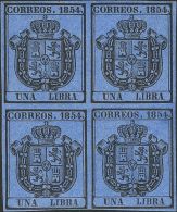 * 28/31(4) 1854. España. Serie Completa, En Bloque De Cuatro. MAGNIFICO. (Edifil 2017: 487€) - Sonstige & Ohne Zuordnung